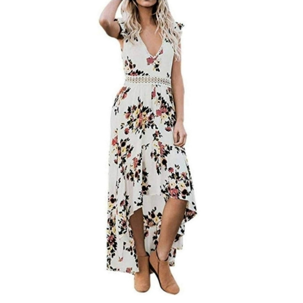 Women Floral Evening Party Summer Beach Casual Maxi Dress, Size Small - Picture 3 of 13